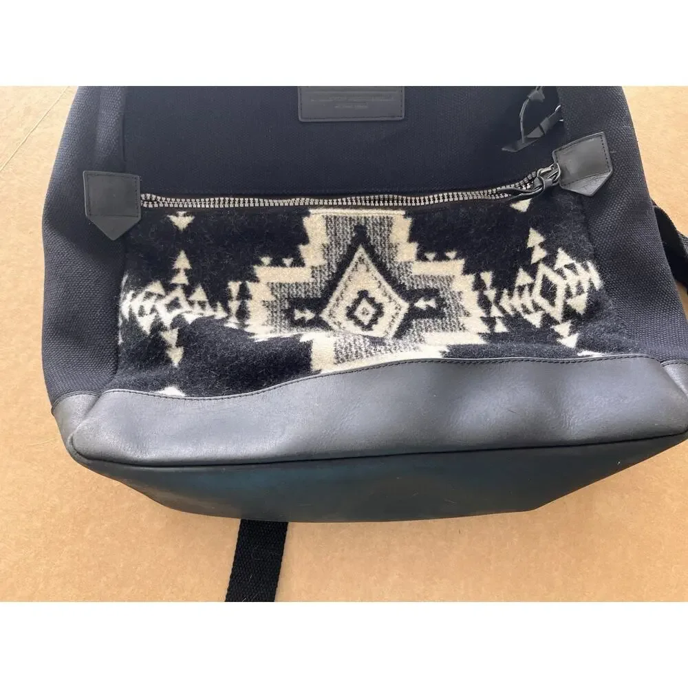 Pendleton Rock Point Backpack Black Canvas Wool Jacquard Daypack Travel Bag